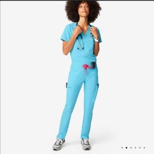 Figs Neon Blue Yola Skinny Scrubs